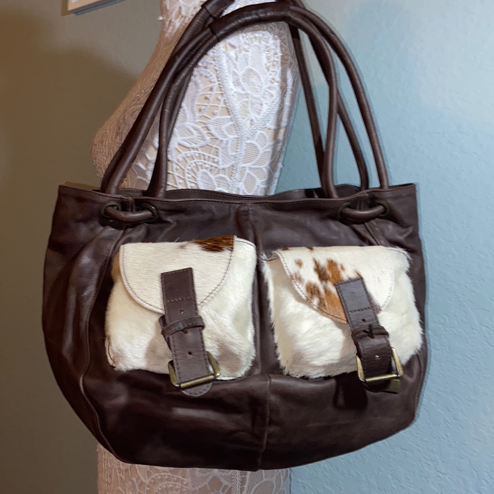Gorgeous ELENA GIRARDI hand made in Italy Calf Hair leather shoulder bag